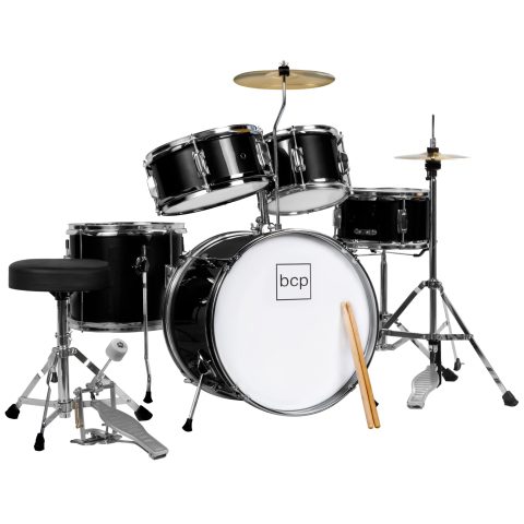 Best Choice Products Kids 5-Piece Beginner Drum Set Junior Kit, Starter Percussion w/Cymbals, Pedal, Drumsticks, Stool, Toms, Snare, Hi Hat – Black