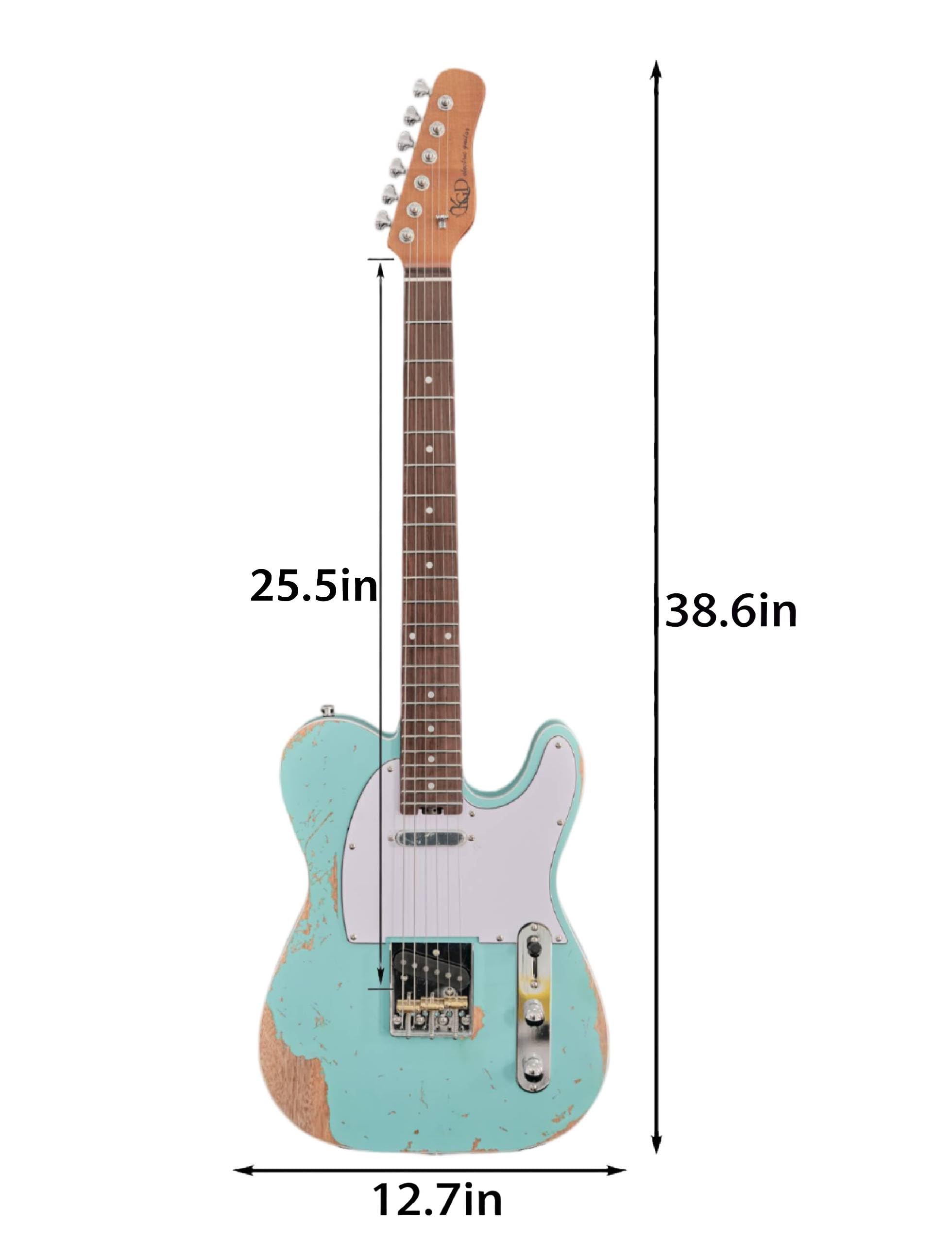 KGD Relic electric guitar mahogany body carbonized maple neck rosewood fretboard 6-string solidbody electric guitar S-S pickupsbrass barrel saddle bridge (Seafoam)