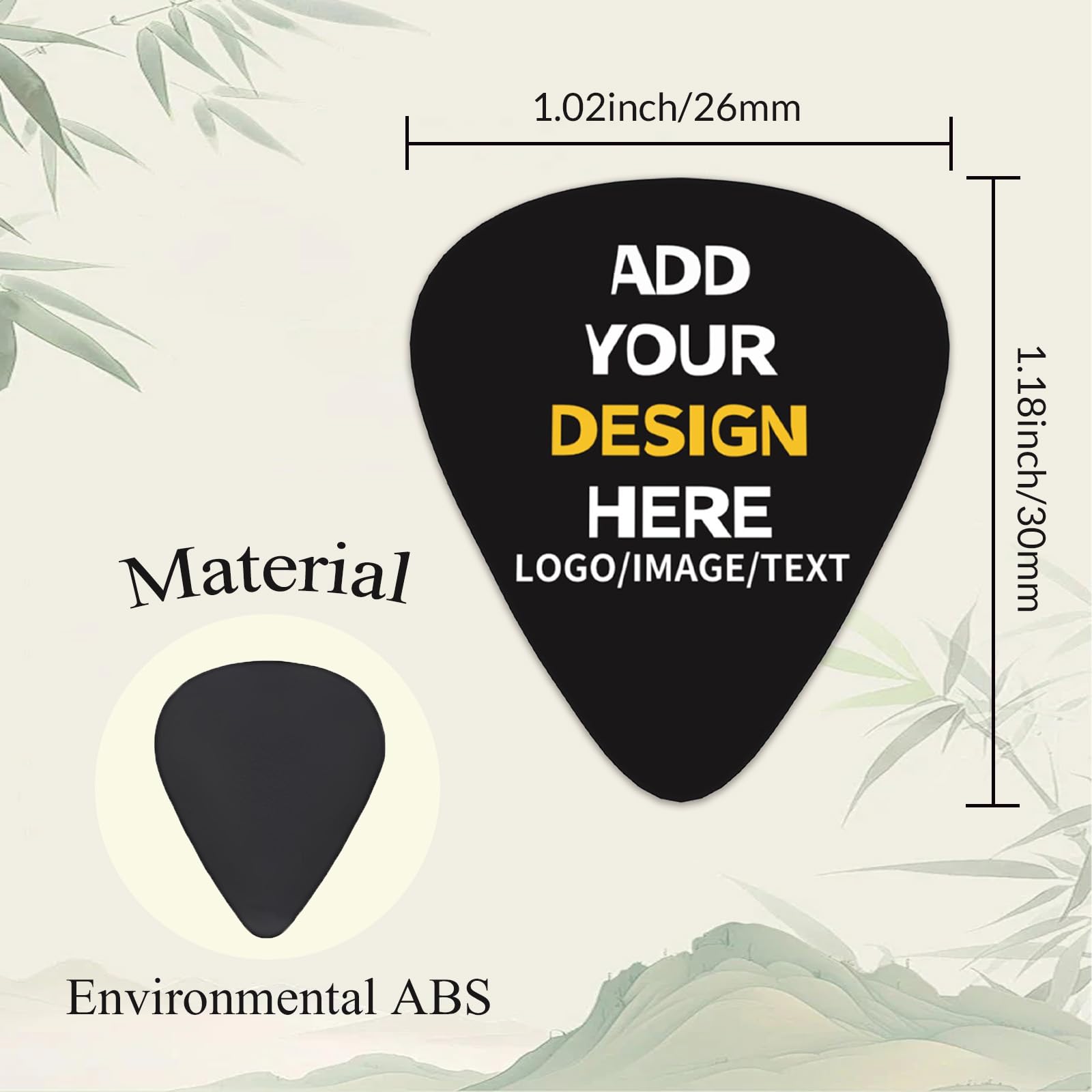 YZPPDHFC 360PCS Custom Guitar Picks Bulk Single-Sided, Personalized Logo Picks for Music Teachers Band Directors, 0.46-0.71-0.96mm Mixed Guitar Stores Music Accessories