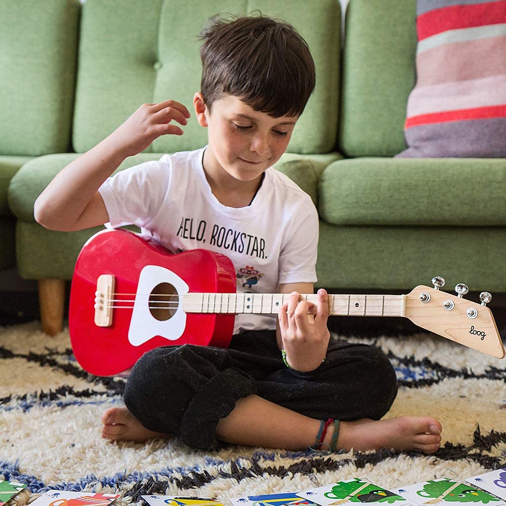 Loog Pro Acoustic kids Guitar 3-strings Ages 6+ Learning App and Lessons Included Red