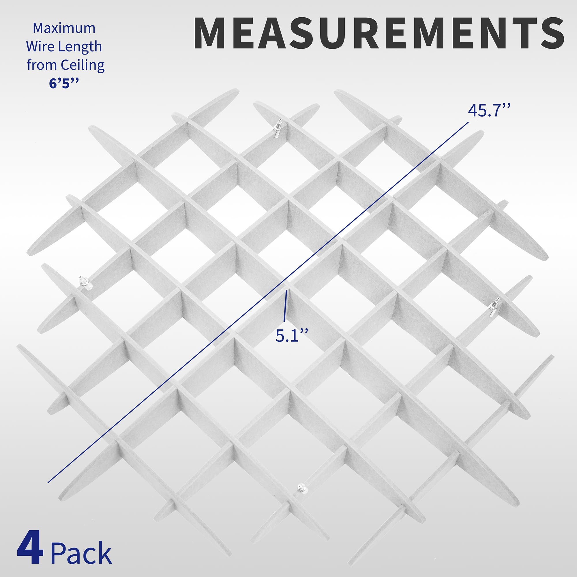 VIVO White Acoustic Ceiling Waffle Panel, 4-Pack, PP-CW01W-4