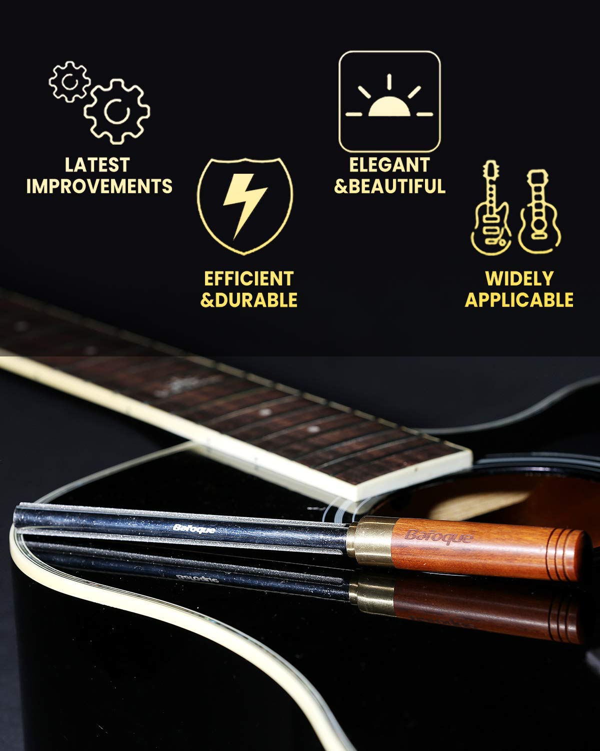 Baroque Fret Crowning Files Diamond, Guitar Fret Crown Dressing File