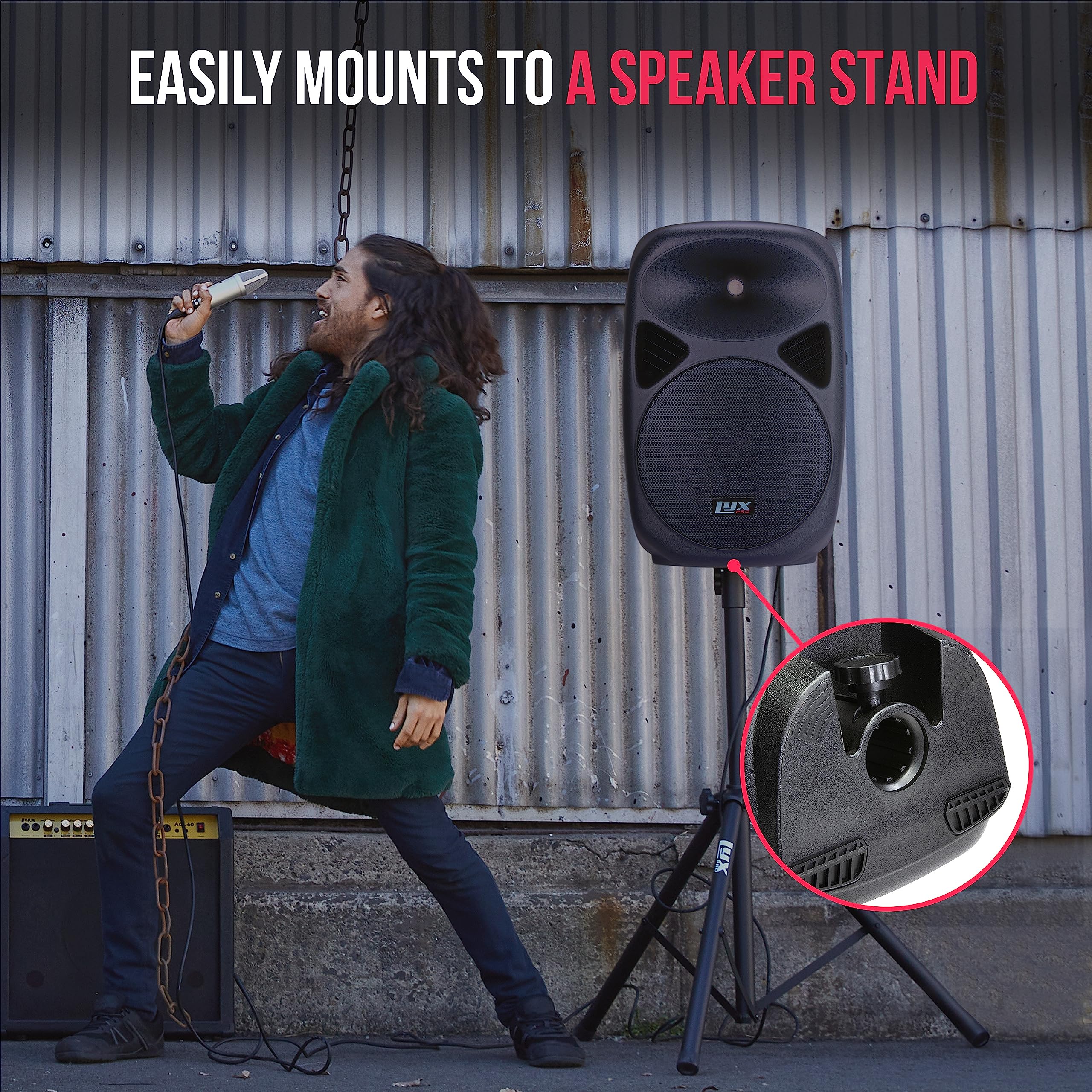 LyxPro 12″ PA System Powerful Compact PA Portable Active Speaker System with Equalizer, Bluetooth, SD Card Slot, USB, MP3, XLR, 1/4″, 3.5mm Input Connections – SPA-12