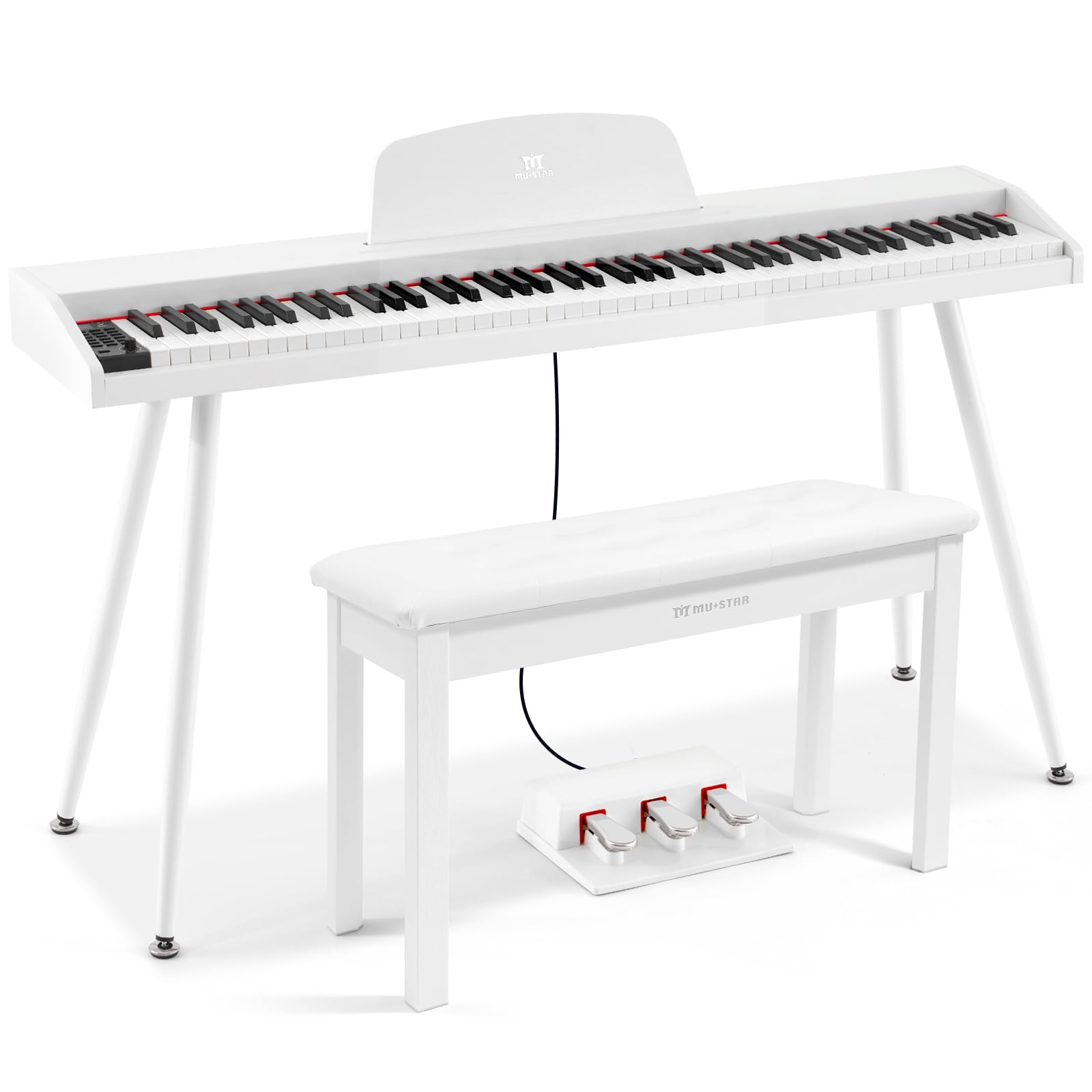 MUSTAR 88 Key Piano Keyboard with Bench, Home Digital Piano for Beginners