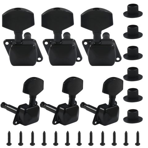 Hordion 6pcs Semi-closed Guitar String Tuning Pegs Tuners, 3L 3R, Black