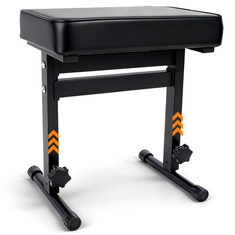 Firstar Adjustable Piano Bench 18.11″ to 22.83″, Durable Piano Stool with PVC Leather, Portable Keyboard Bench with Padded Cushion for Musicians Piano Stool Chair (Capacity: 260 lb)