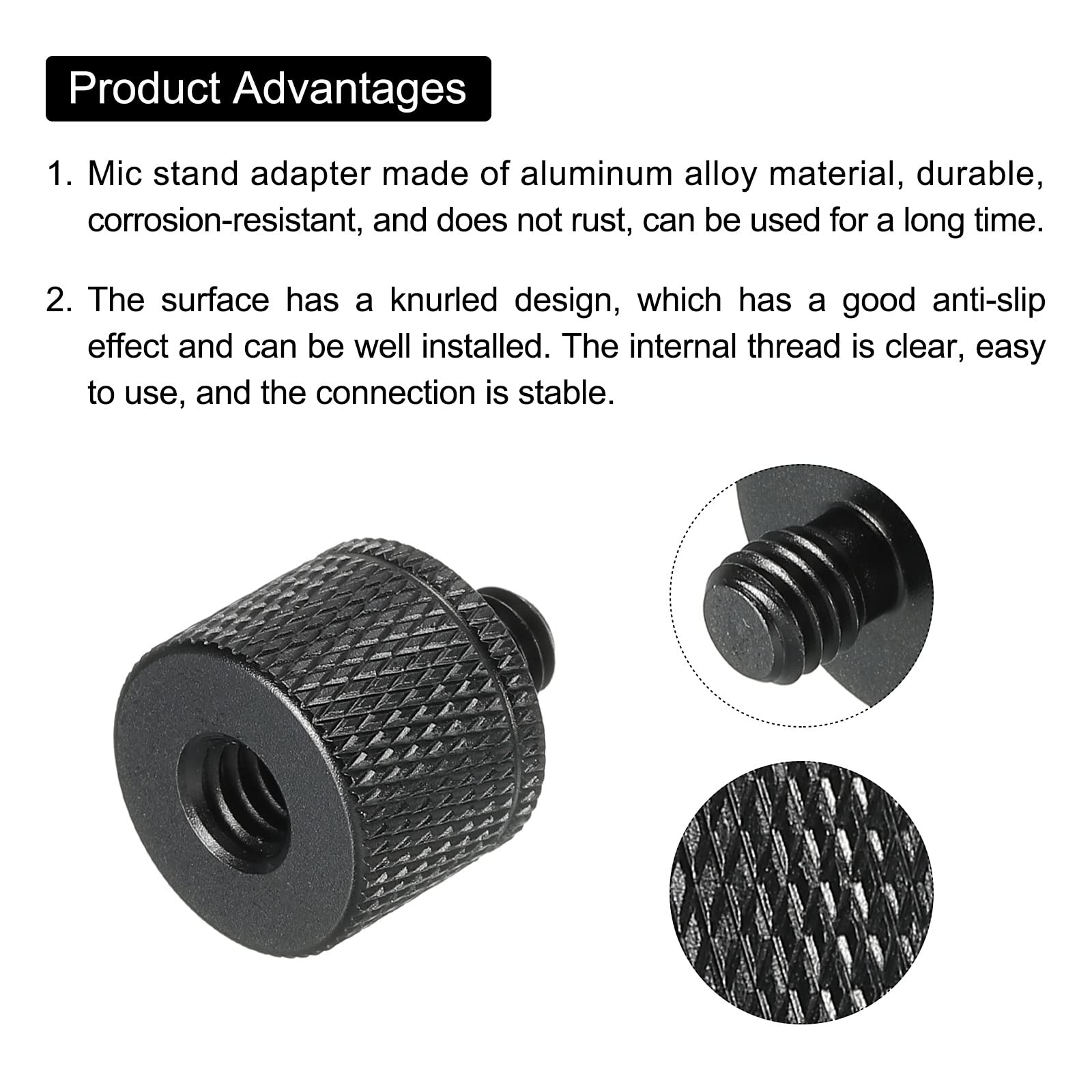 MECCANIXITY Mic Stand Adapter 1/4 Female x M6 Male Camera Screw,Black 2 Pcs