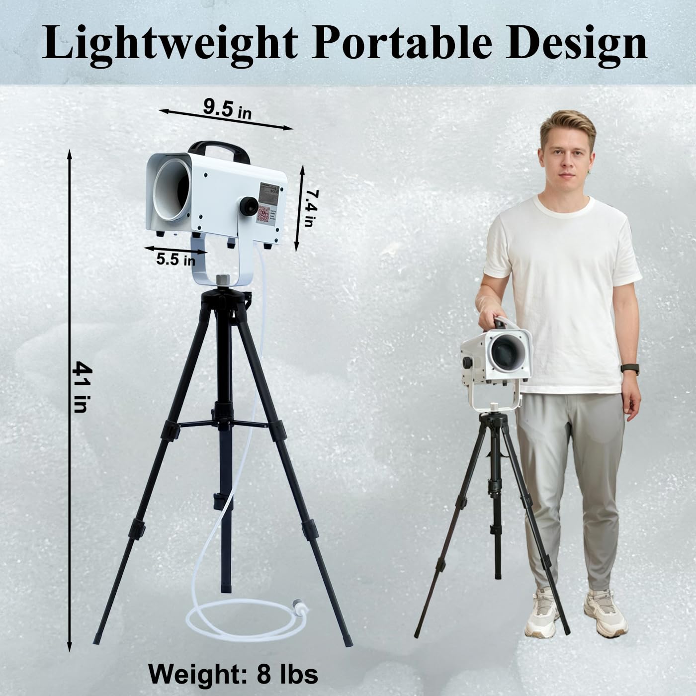 LANGXUN 600W Foam Machine with Tripod Stand, Portable Party Foam Cannon Maker, Blue, Includes 2 Packs Foam Powder for Pool, Backyard, Outdoor Events, Birthdays, Summer Camp (White)