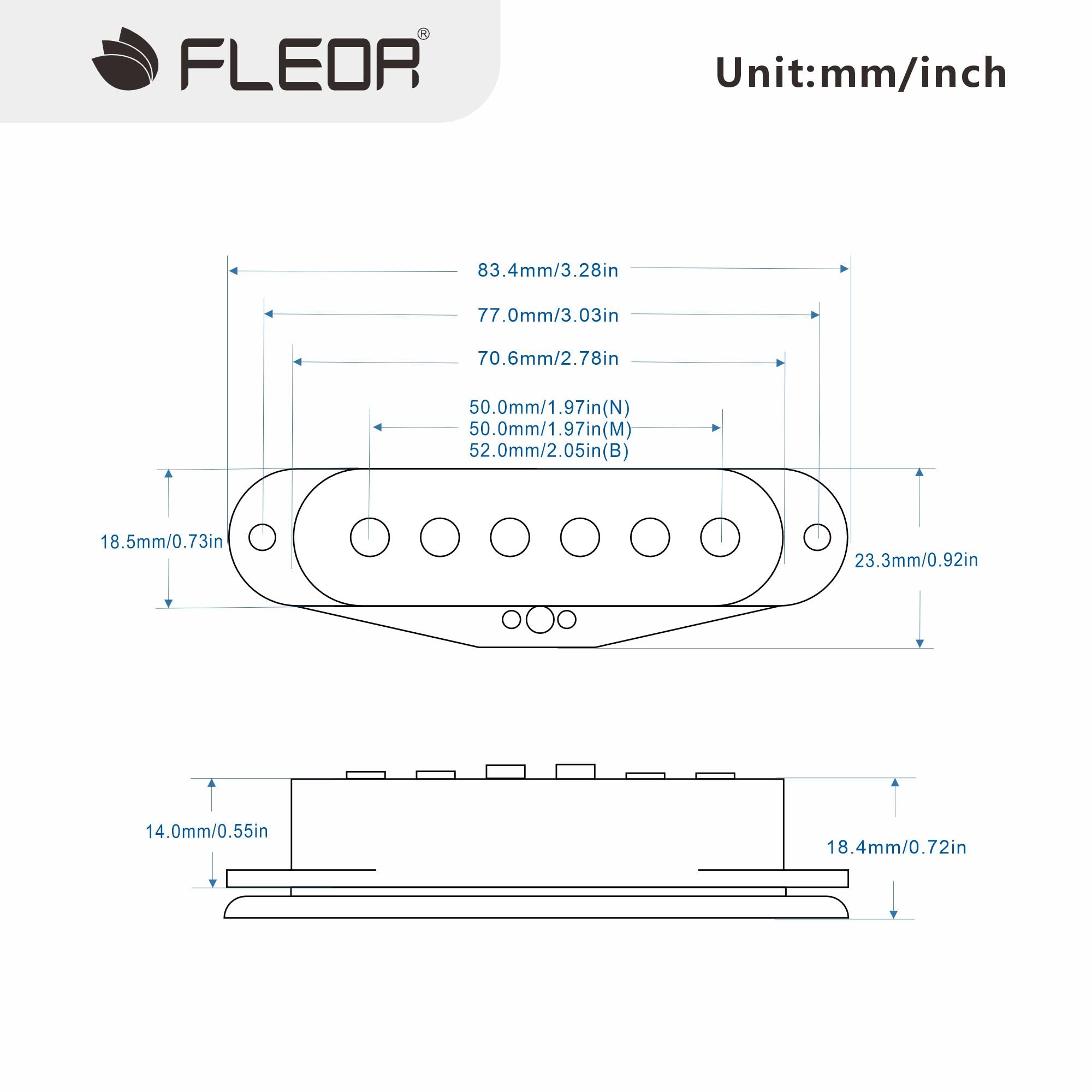 FLEOR Single Coil Pickup Alnico 5 Guitar Neck/Middle/Bridge Pickups Set Staggered, White