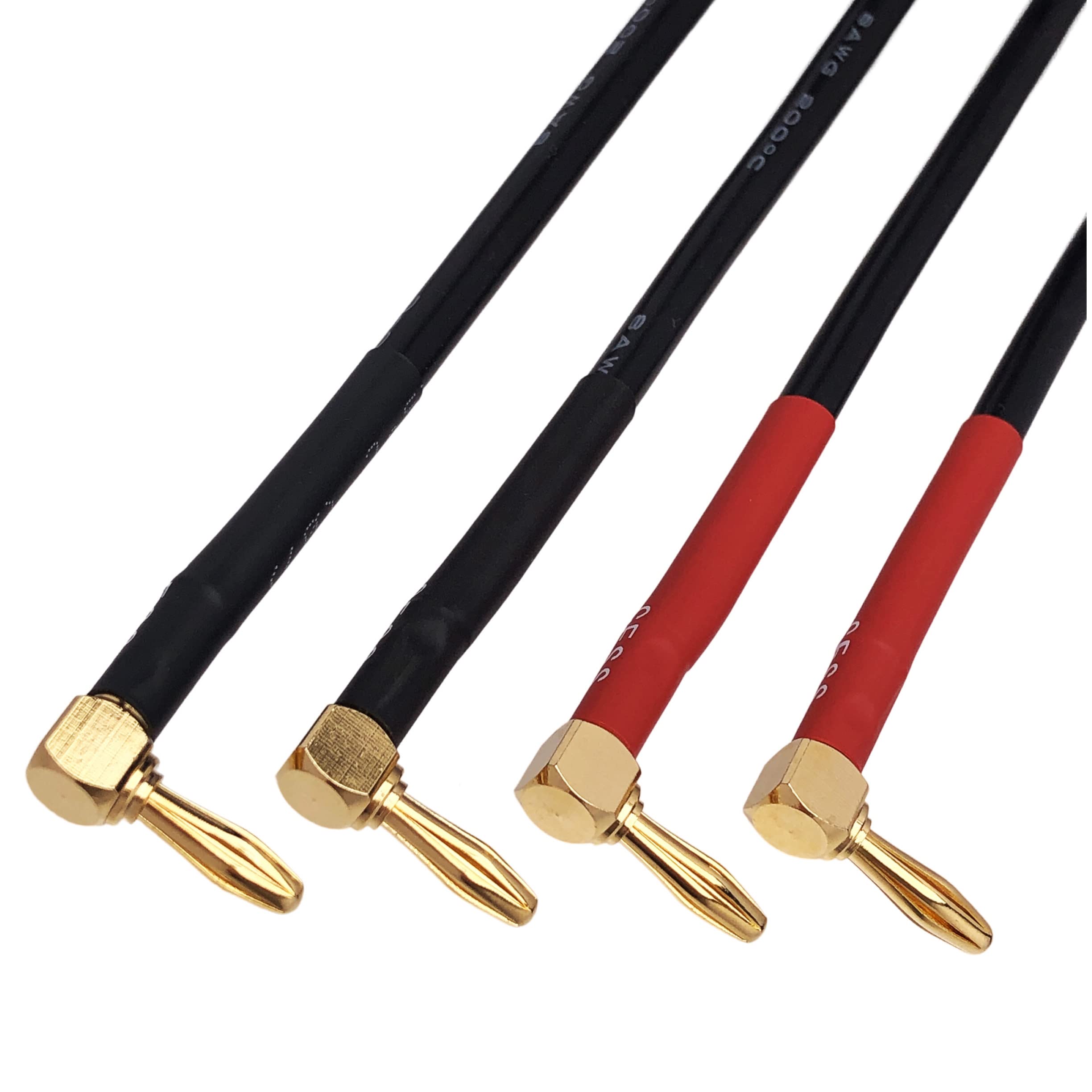 CNCESS Right-Angle Banana Jumper Cable, 8AWG, 4-Pack (18 Inches)