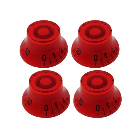 FLEOR 4pcs LP Guitar Top Hat Knobs Red 18 Splines Bell Knob for LP SG Electric Guitar
