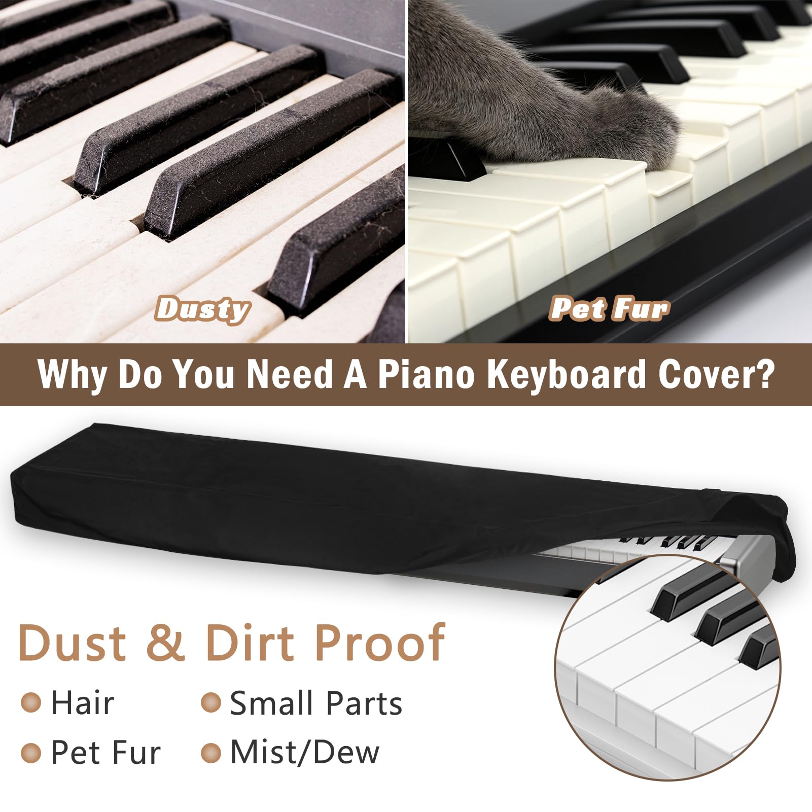 GOGHOST 88 Keys Digital Piano Keyboard Dust Cover