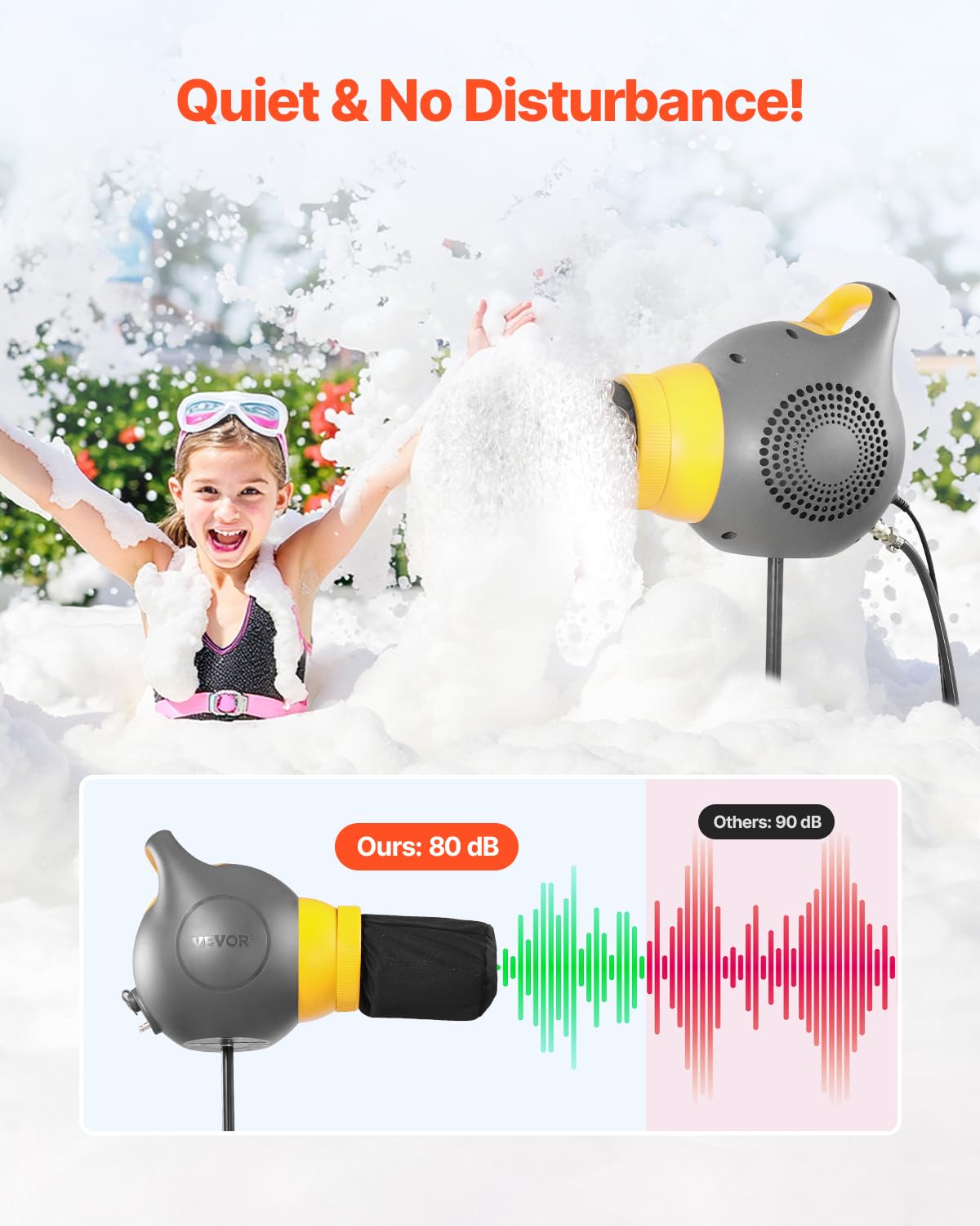 Vevor Foam Machine, 115 W Party Foam Cannon, Portable Foam Maker with Tripod Stand, Backyard, Pool, Outdoor Events, Birthdays, Celebrations, Grey and Yellow