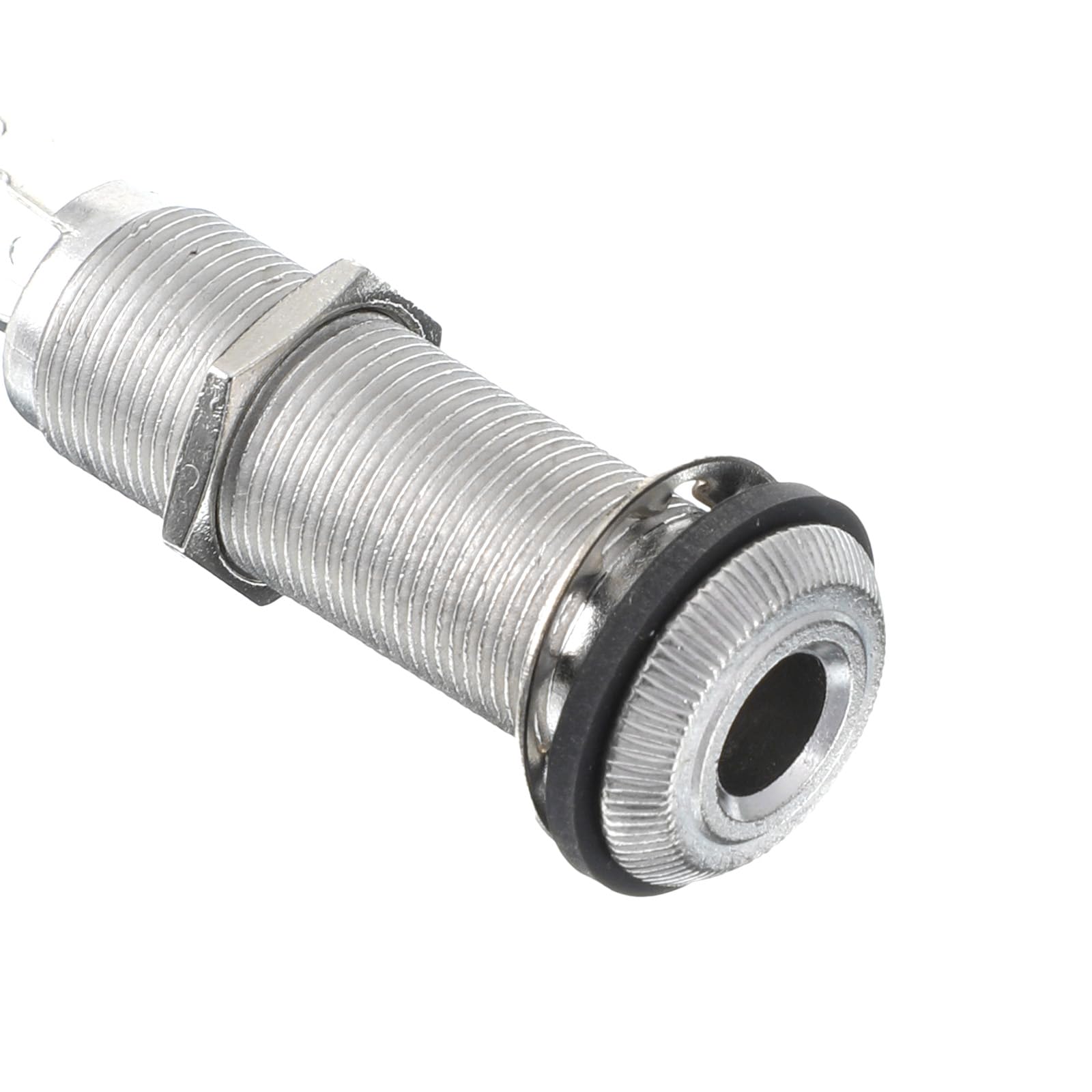6.35mm Brass Mono Guitar Bass Jack Metal Socket Cylinder Input Output Jack Brass Mono Electric Guitars Bass 1/4inch Metal Barrel Jacks Socket with 3 Pins Guitar Accessories Parts (Silver)
