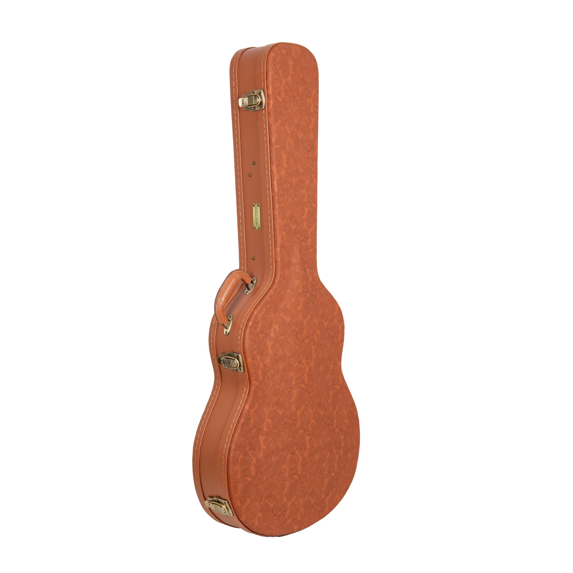 Crossrock Relief Series 335 Guitar Case for ES-335 & Semi-Hollow Electric Guitars | Carved Red Wood Finish, Ivory Plush Interior, Lock (CRW630SARO)