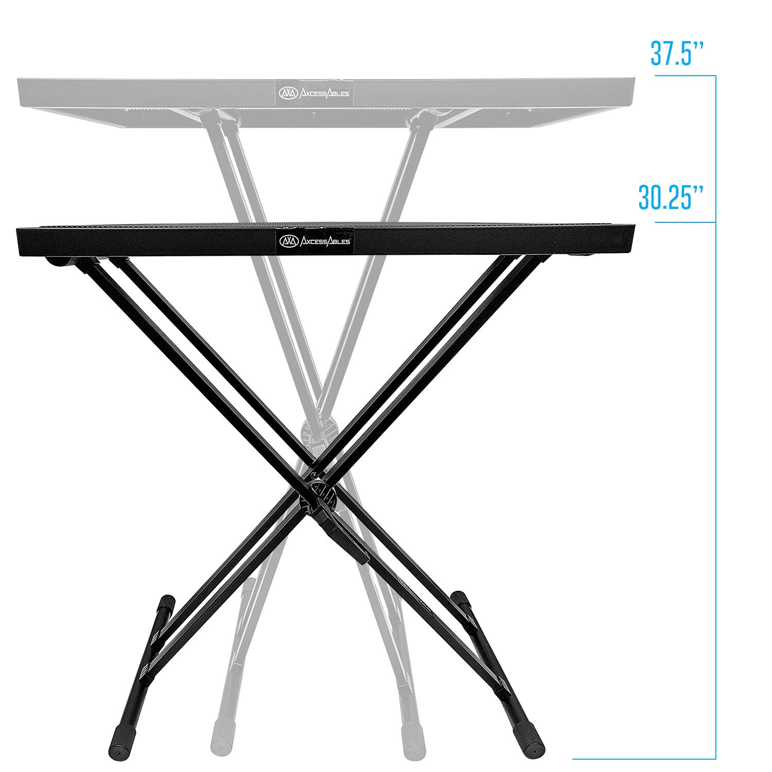 AxcessAbles Light Weight Portable DJ Table Stand with Gig Bag | X Style Keyboard Stand, Tabletop DJ Desk with Travel case | DJ Table Stand Laptop, Controller | Midi Keyboard Stand & Synth Stand