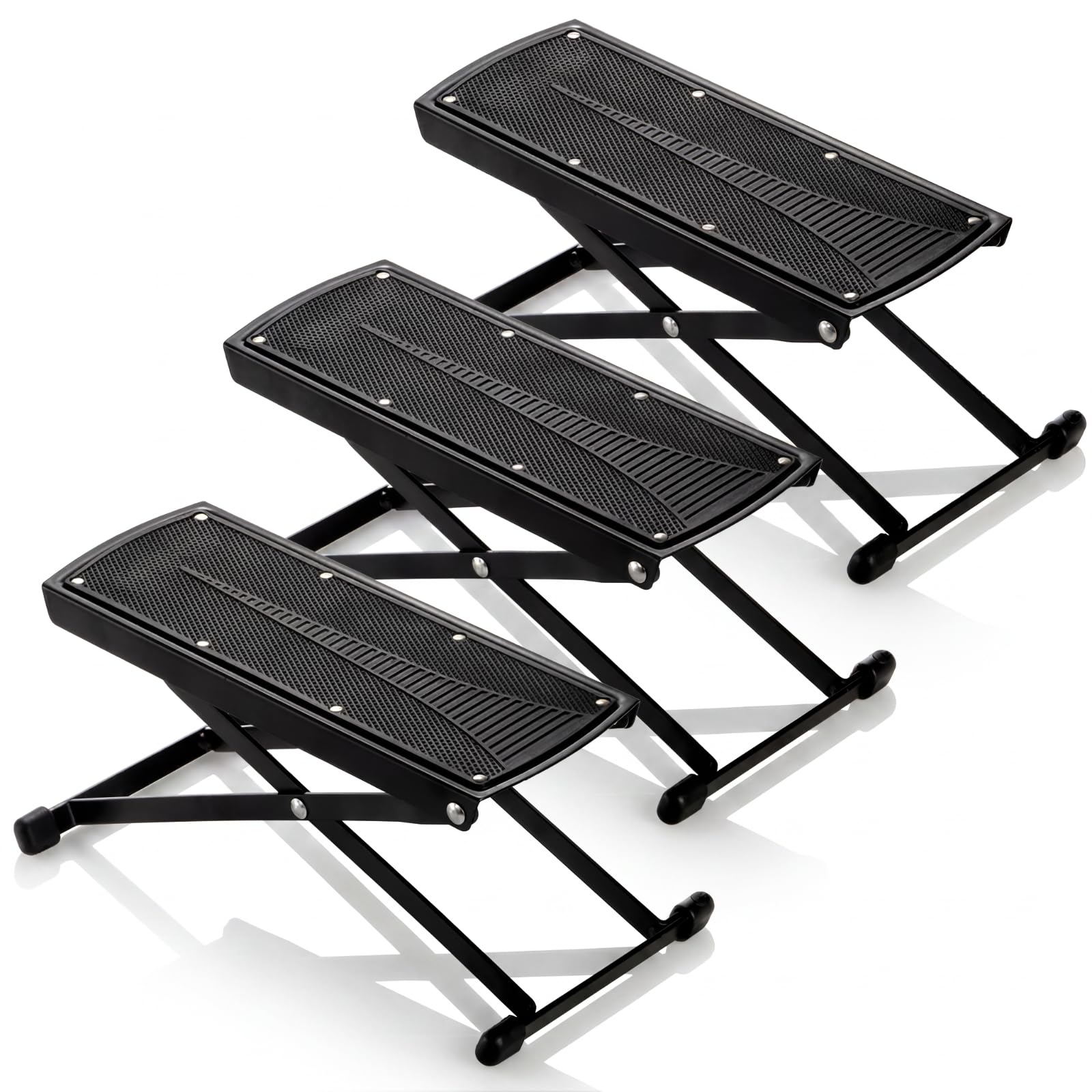 Elsjoy Set of 3 Guitar Foot Stool, 7 Position Folding Guitar Foot Rest with Adjustable Height, Metal Guitar Foot Pedal Stand for Guitar Player