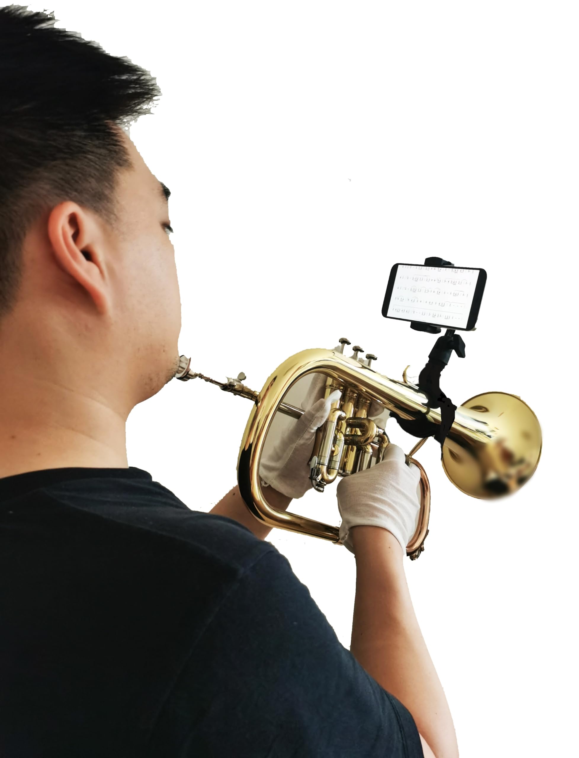 Trombone Lyre,Adjustable 360°Rotation,Securely Mount Your Phone to Your Horn,Read Music from PDF,Take video,for Trombone&Mellophone or Flugelhorn,Fits0.78-2.5in Pipe Diameter,Fits 99.9% of Smartphones