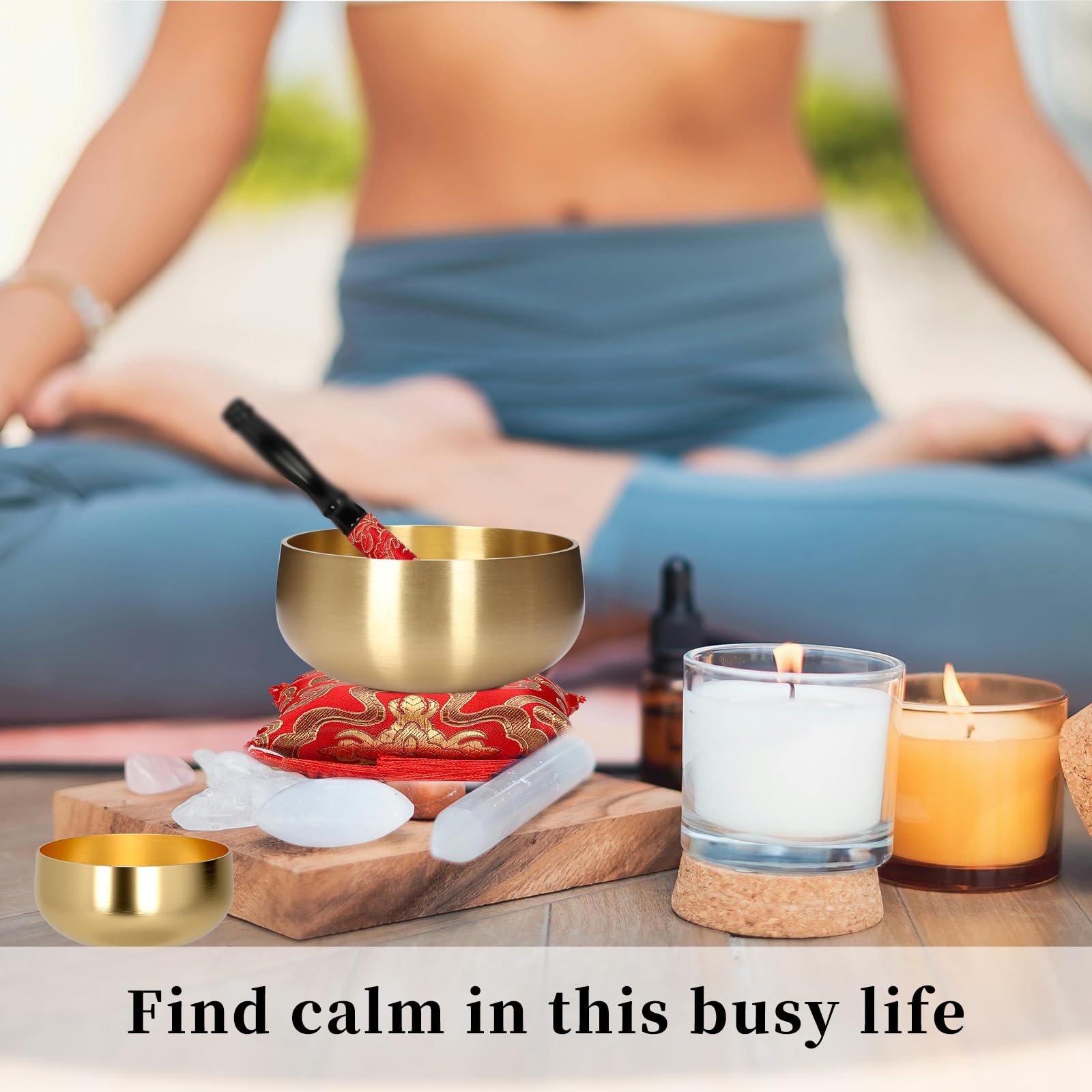 Tibetan Singing Bowl, 4-Inch Sound Bowl Meditation Set