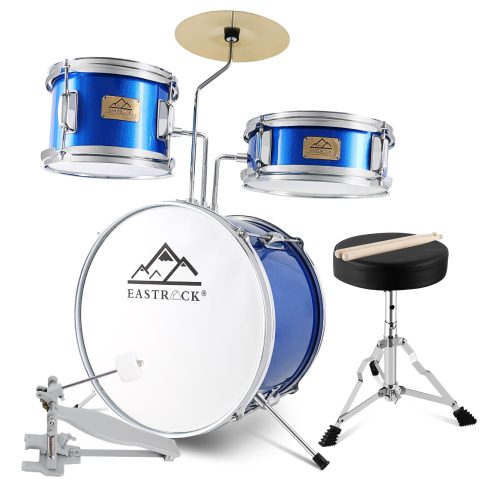 EASTROCK 3 Piece 14” Junior Drum sets for Drummer,Dark Blue