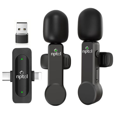 NPTCL Wireless Mini Microphone for iPhone PC, USB Type C Lavalier Lapel Mic