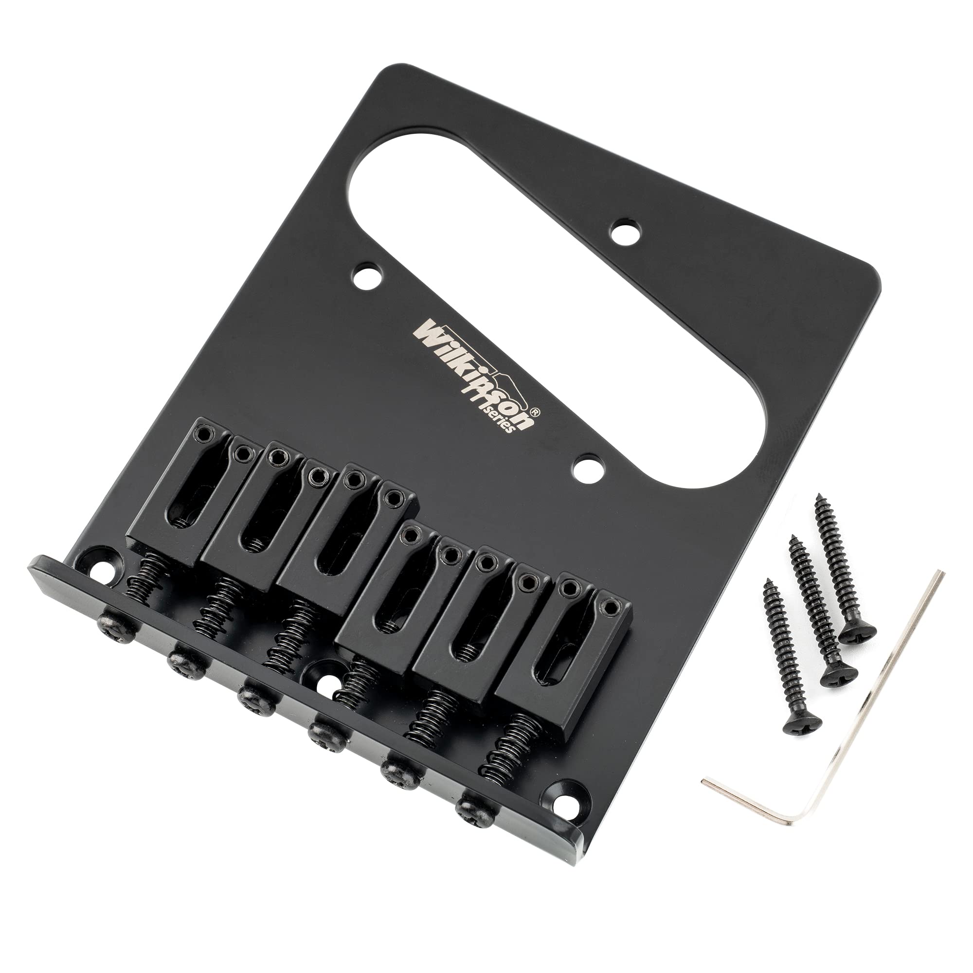 Wilkinson M Series 52.5mm Guitar Bridge 6 Modern Style Saddles, Black