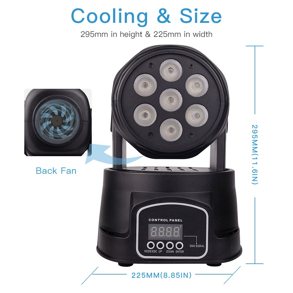 Betopper 7x8W Moving Head DJ Lights,RGBW Stage Lighting-1 Pack