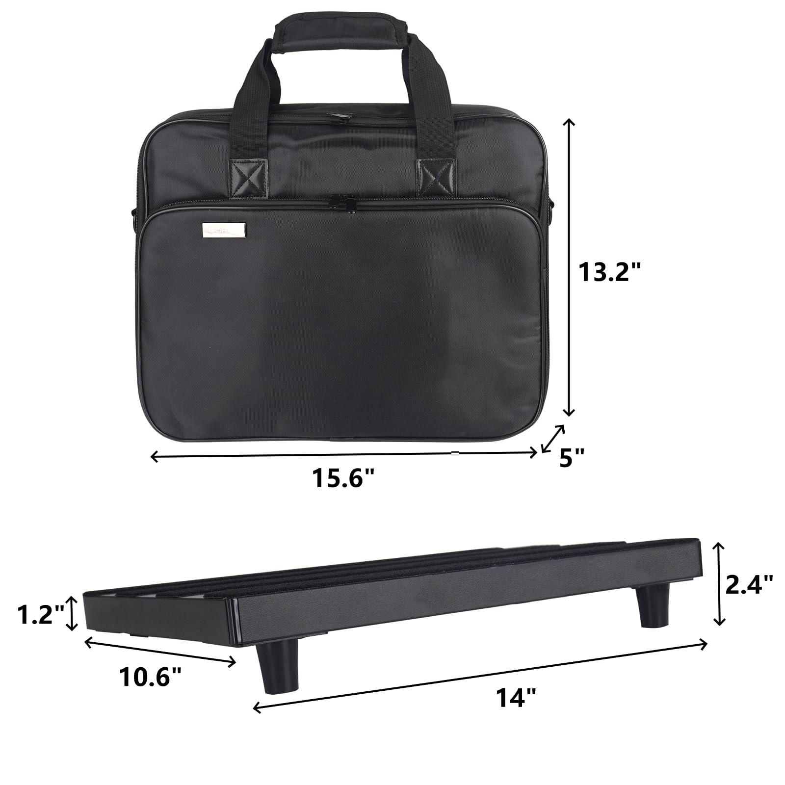 GOKKO Guitar Pedal Board 14″ x 10.6″ Aluminum Alloy Pedalboard with Case