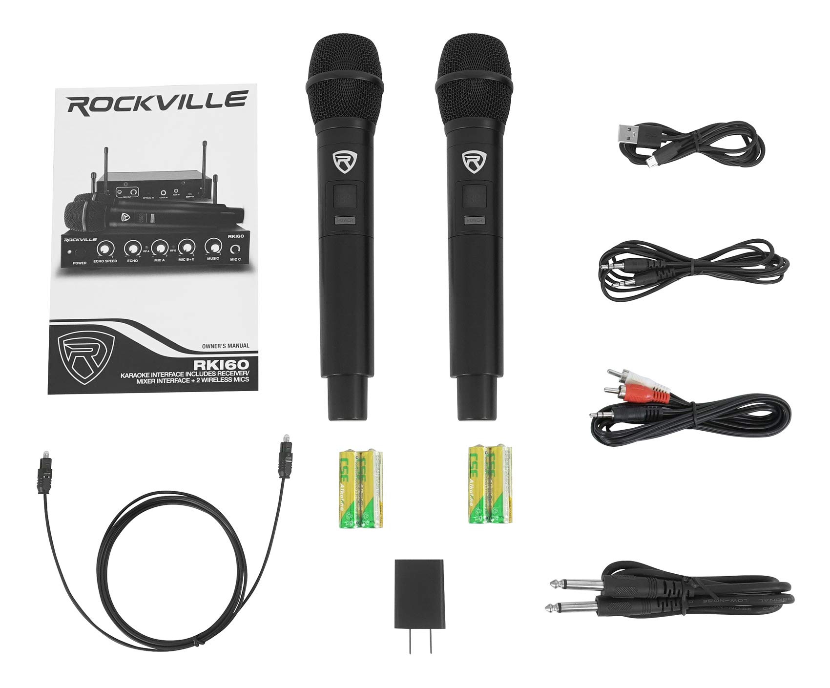 Rockville RKI60 Dual UHF Wireless Microphone Karaoke Interface and Mixer