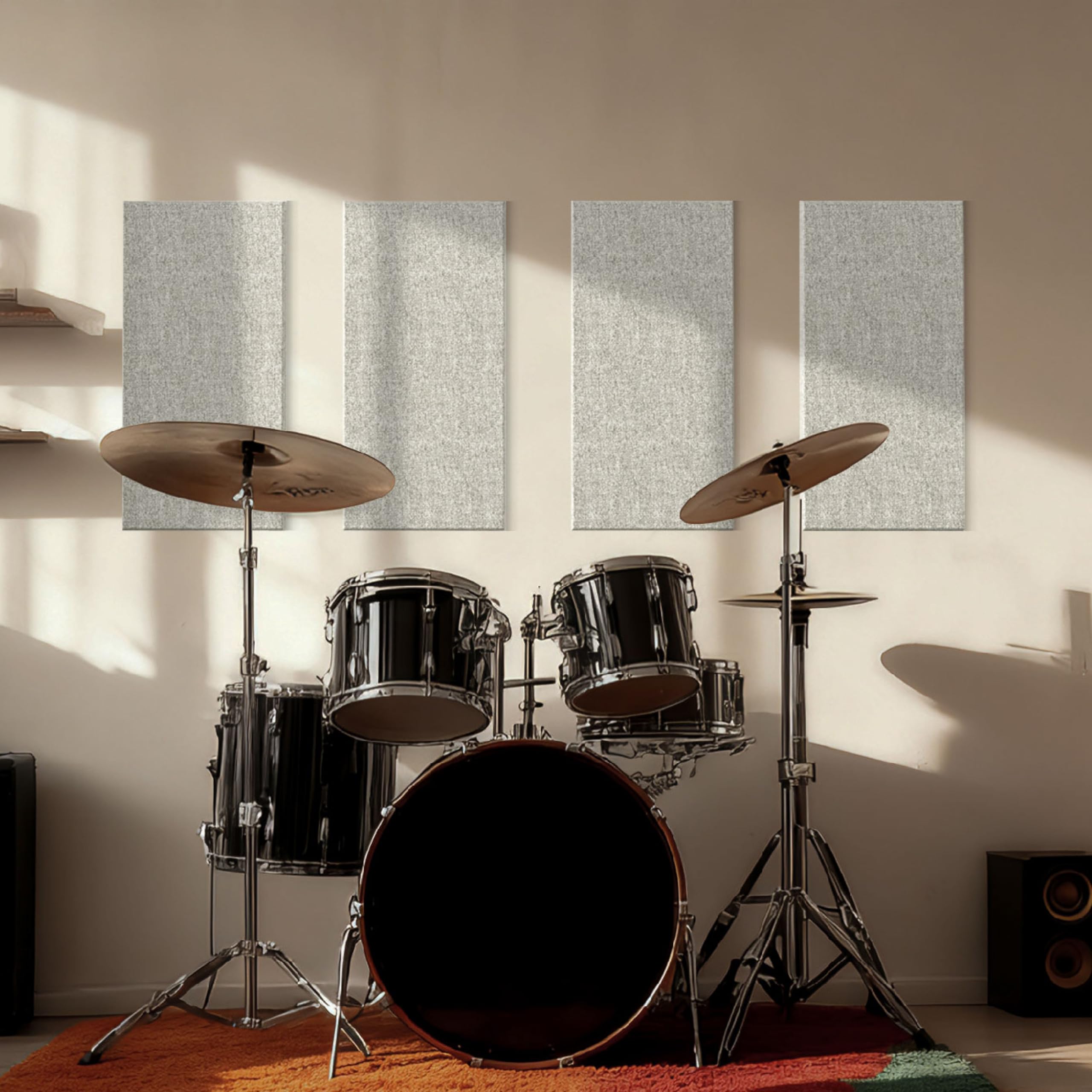 Reverbeon 4PCS Acoustic Panels, 24″x12″ Fabric Acoustic Panels for Walls, Self-Adhesive Sound Absorbing Panels for Home, Office, Studios (Mist Graphite)