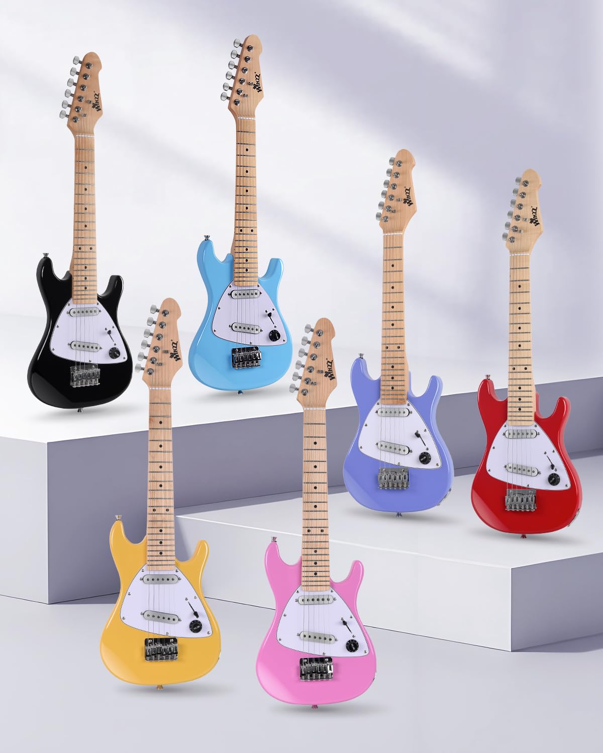 Winzz 30 Inch Kids Electric Guitar Beginner Kit, Junior 1/4 Size Mini Electric Guitar for Children Complete Stater Set with Amp, Gloosy Purple Colour