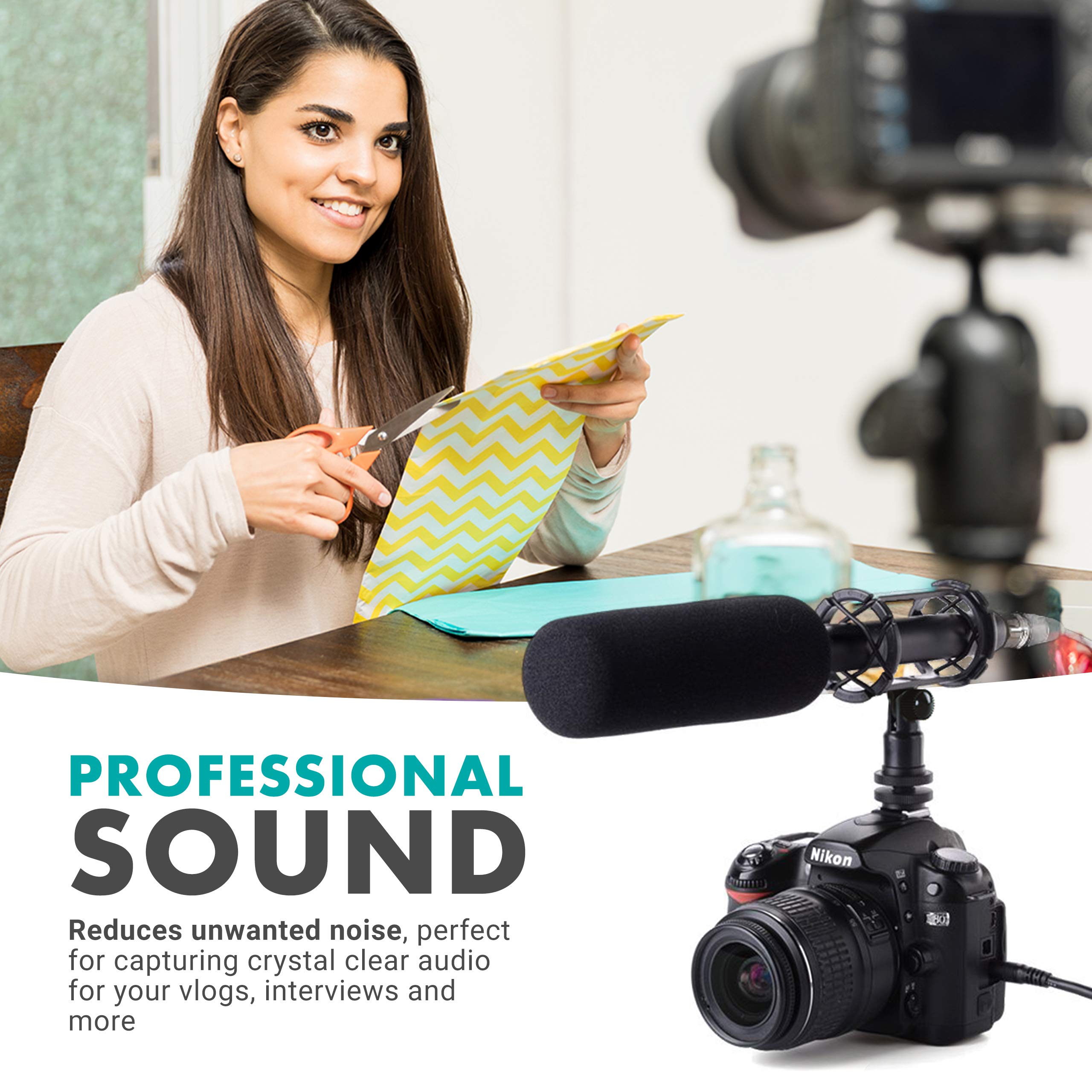 Movo SMM1 Microphone Shock Mount with Camera Cold Shoe for Shotgun Microphones 19-25mm in Diameter (Including Rode NTG-1, NTG-2, Sennheiser MKE-600)