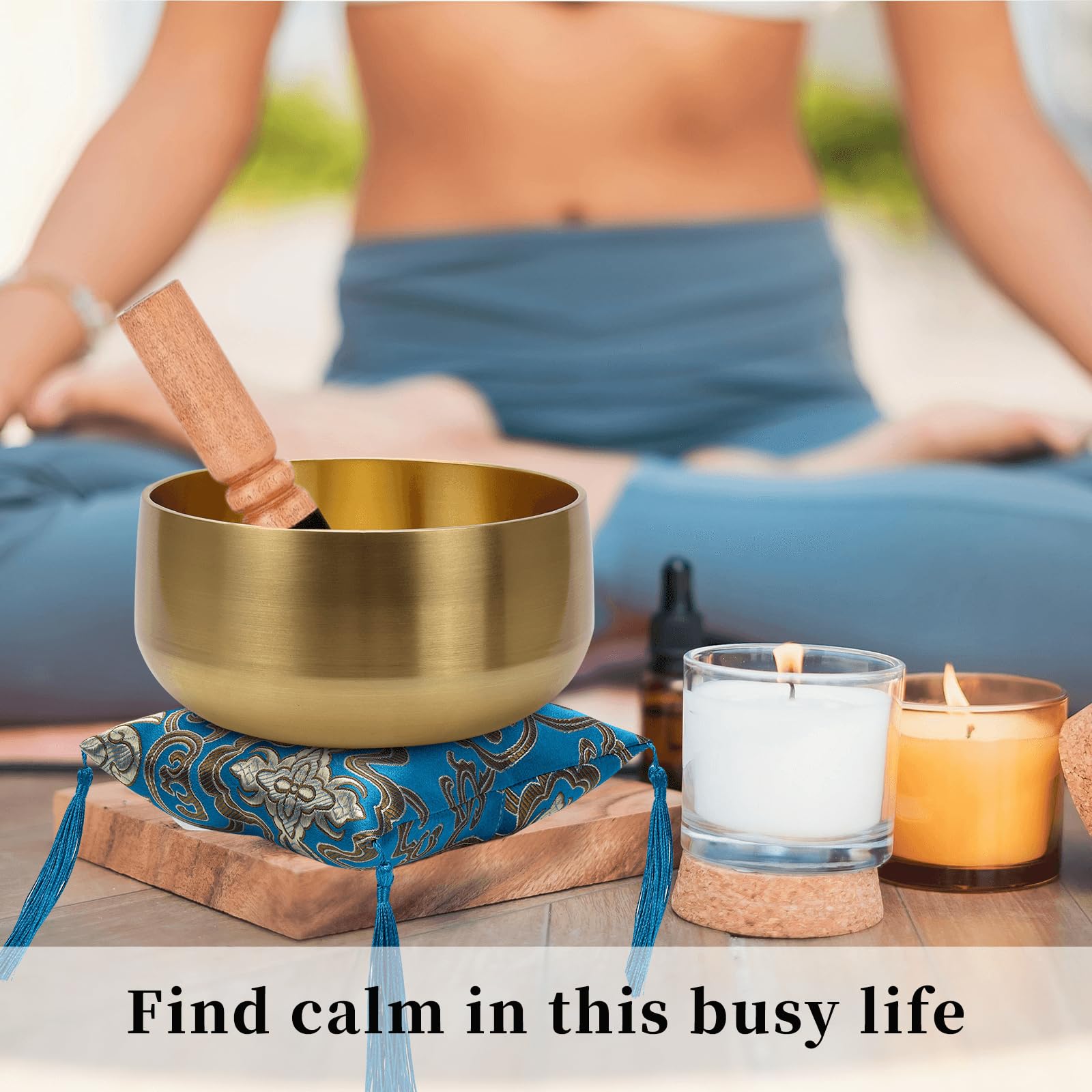 Tibetan Singing Bowl, 6-Inch Sound Bowl Meditation Set