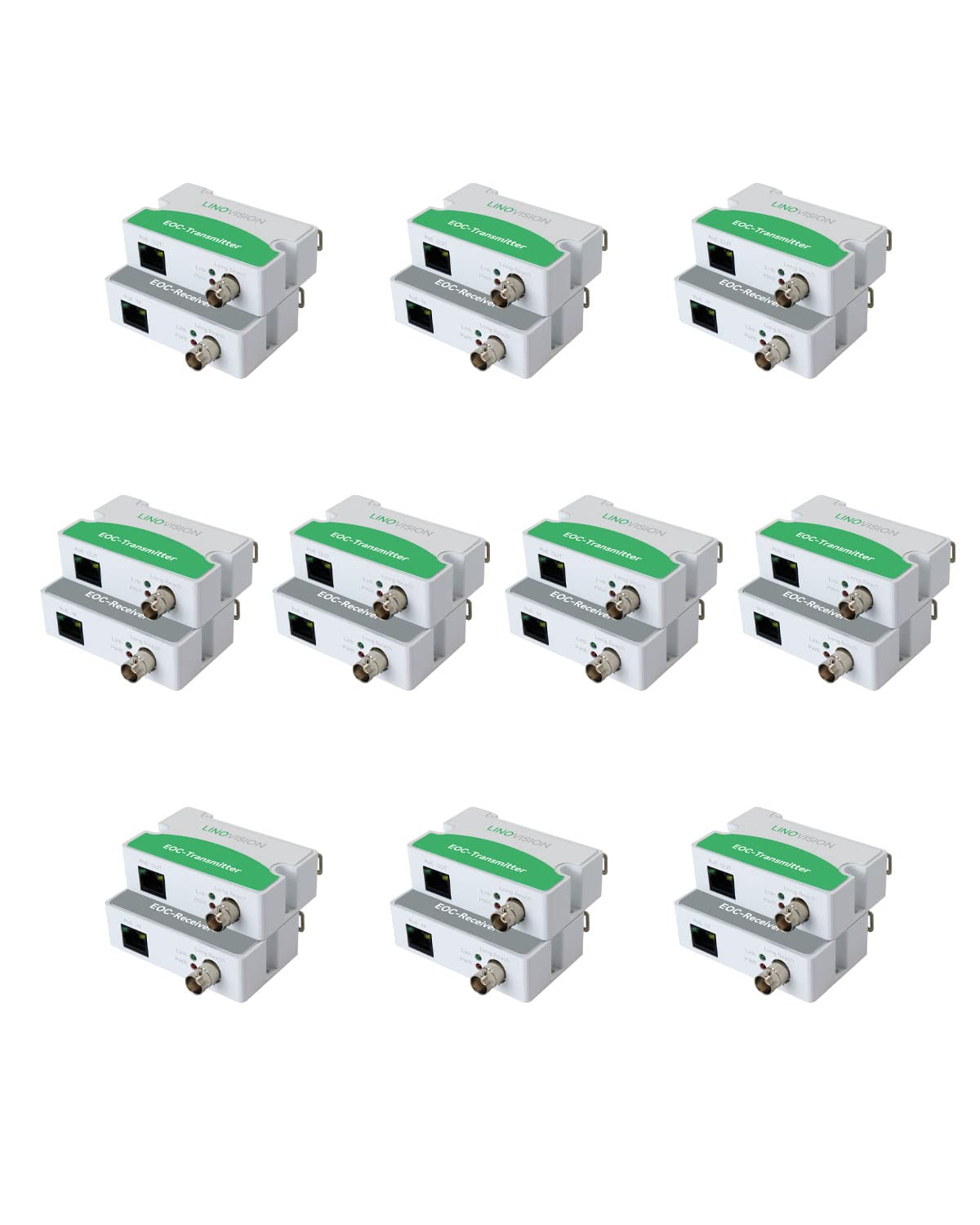 LNOVISION LongReach PoE over Coax EoC Converter, IP over Coax (10 Pack)