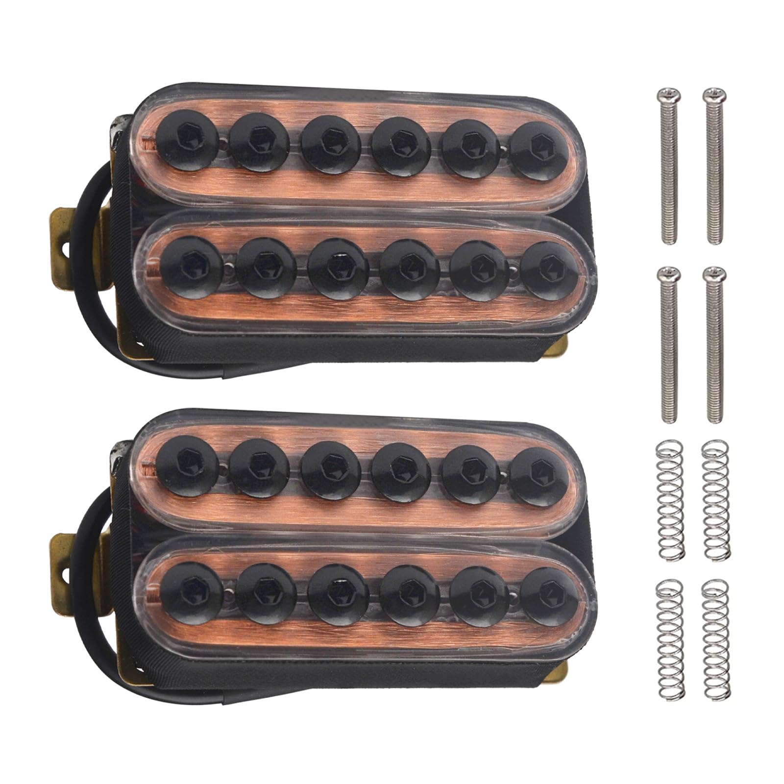 SAPHUE Adjustable Metal Double Coil Electric Guitar Pickups Humbucker Punk Neck/Bridge Pickup (Transparent)