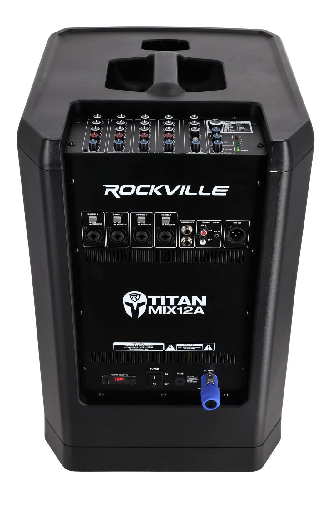 Rockville Titan MIX12A 3200W Peak 12-Inch Powered Column Array PA System with Subwoofer, 8-Channel Mixer, Bluetooth Audio, DSP, Travel Bags