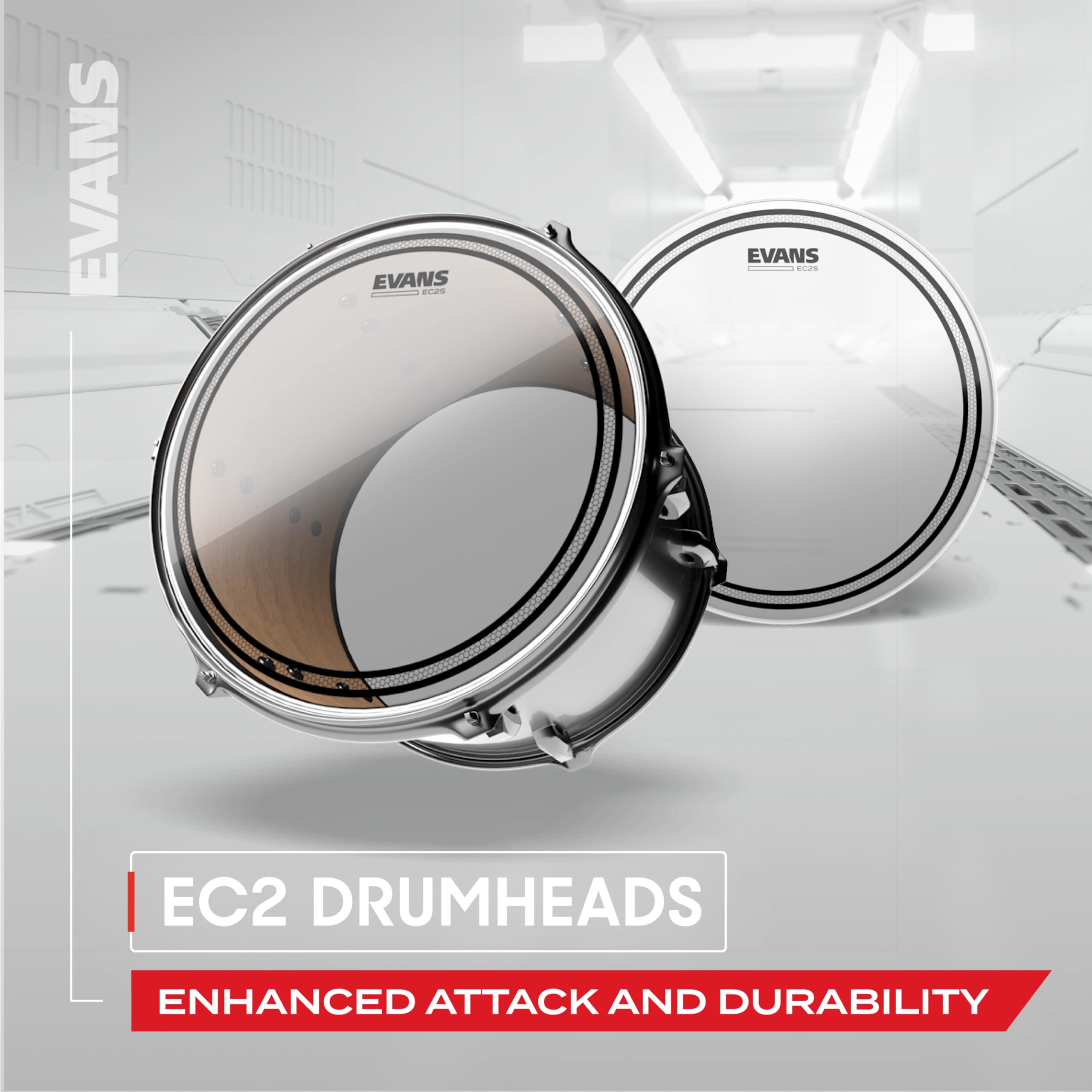 Evans EC2S Clear Standard Tompack Drumheads 12, 13, 16″