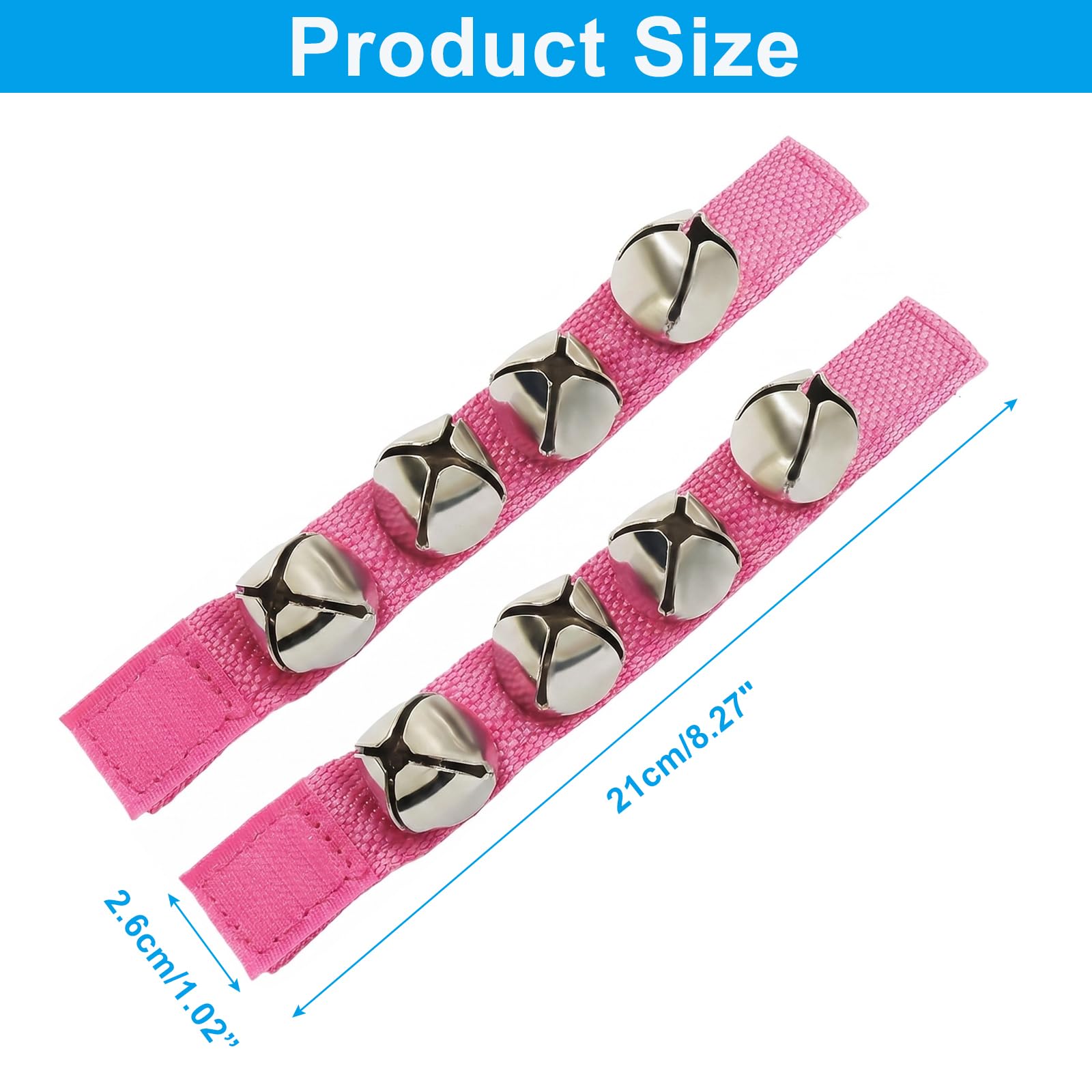 Auvotuis 2 Pcs Adjustable Hand Wrist Bells Triggers, Pink