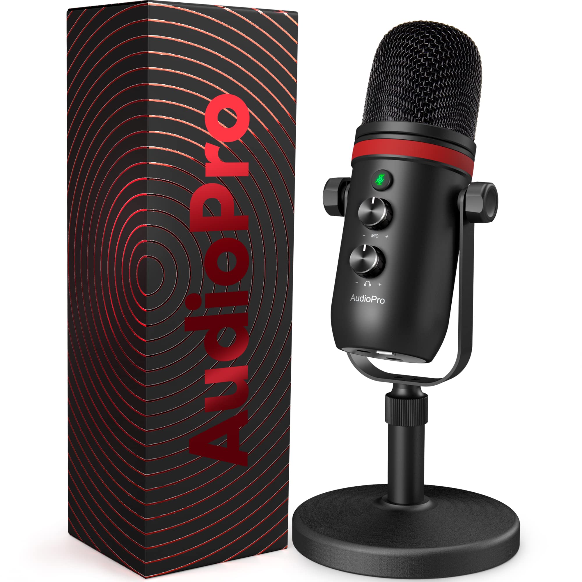 AUDIOPRO USB Microphone, Computer Condenser Gaming Mic for PC/Laptop/PS4/5.