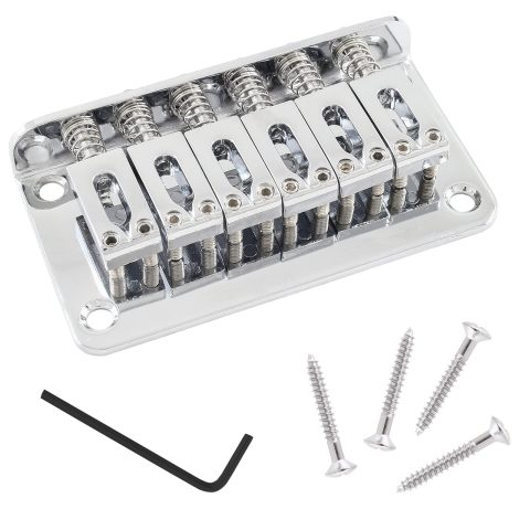 HARSKIYER Silver Fixed 6-String Hardtail Guitar Bridge Top Load W/Kit
