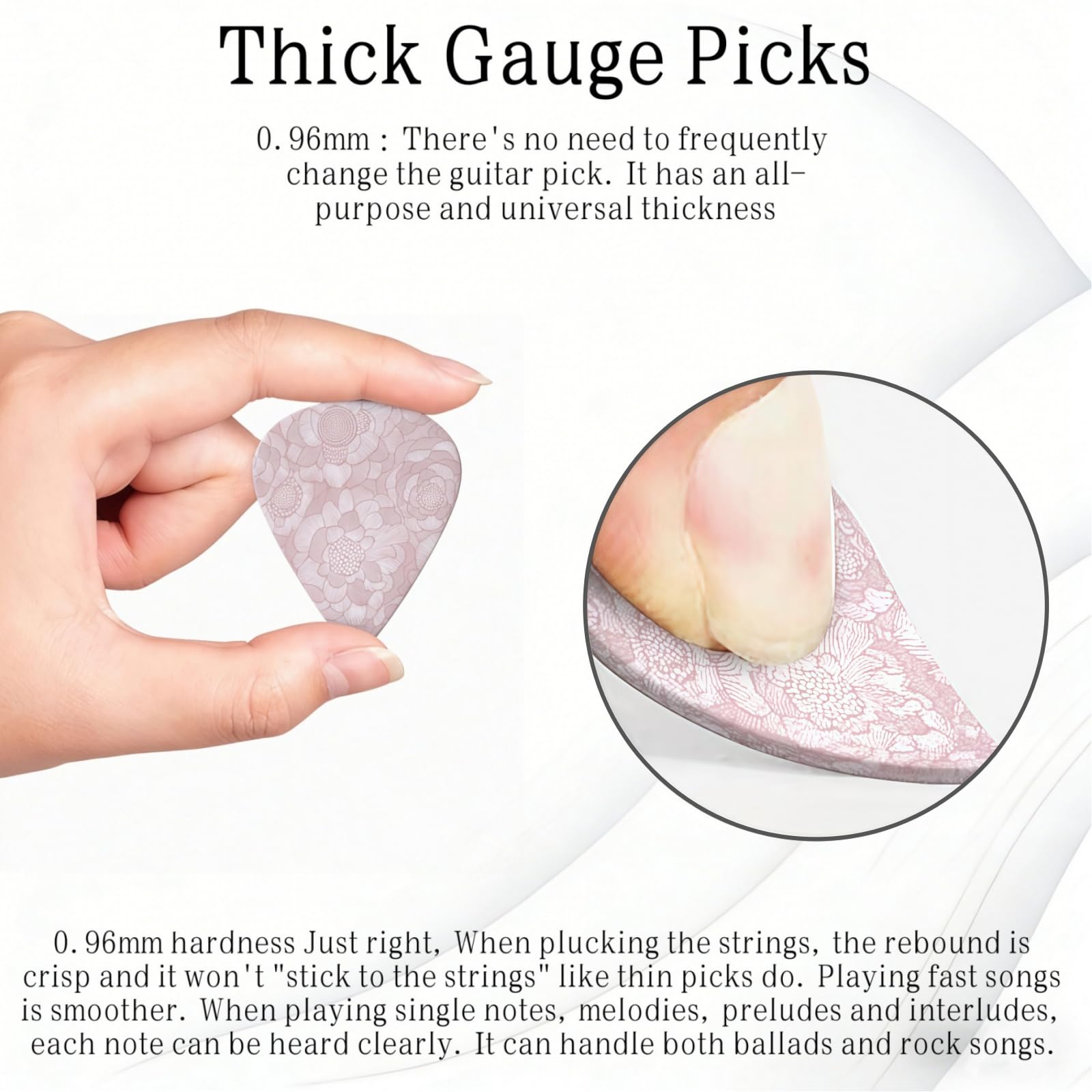 KWSAAHU 0.96mm Thick Guitar Picks – Pink Floral