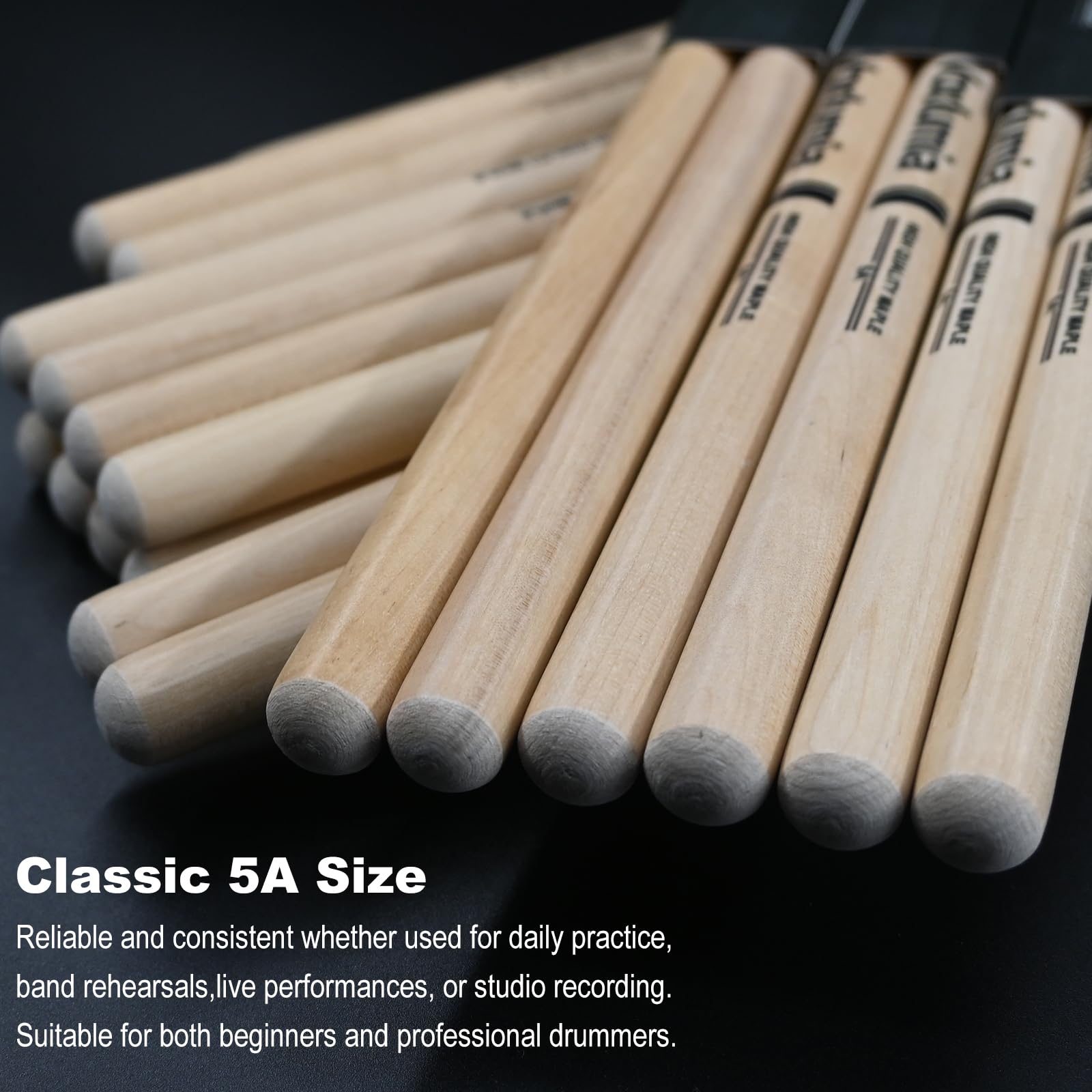 Voxlumia 12 Pair Set 5A Maple Wood Drumsticks Professional for Drummers