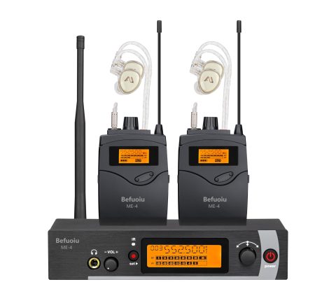 Befuoiu UHF Wireless in Ear Monitor System 2 Pack with Earphones, 16 Channel Adjustable Frequency Wireless IEM System for Live Performance, Bands, Studio, 200ft Range