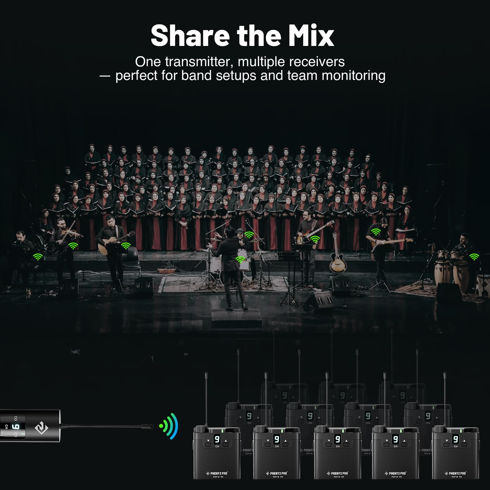 Phenyx Pro Compact UHF Stereo Wireless in-Ear Monitor System PDP-M