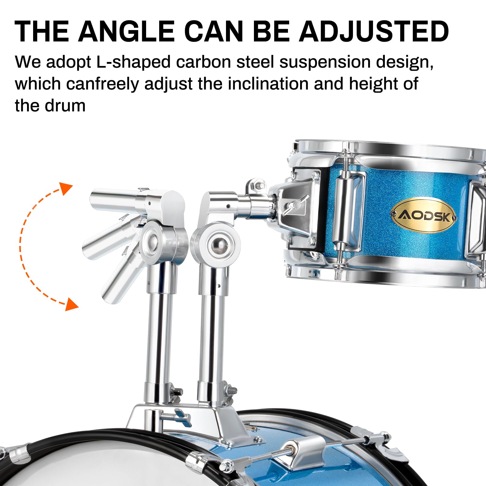 AODSK 5-Piece 14 Inch Beginner Drum Set with Throne, Cymbal Hi-Hat+Sticks