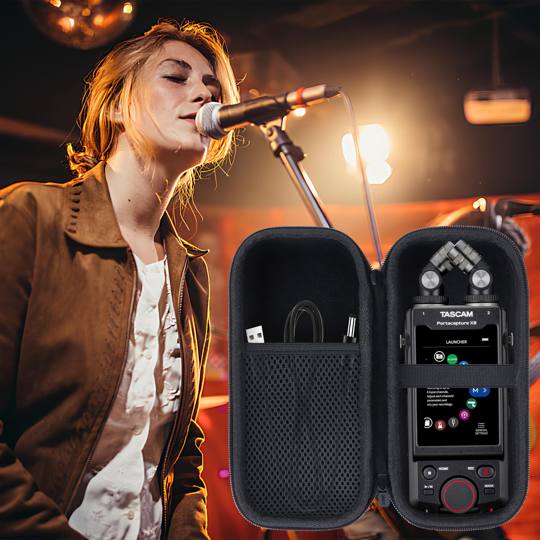 Lebakort Storage Case Compatible with Tascam Portacapture X8 High Resolution Multi-Track Recorder Portable Recorder Field Recorder