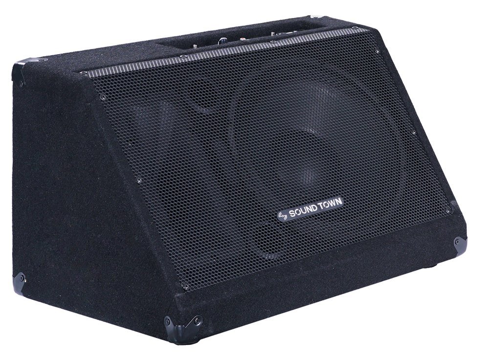 Sound Town Powered DJ PA Stage Monitor Speaker 12” 500W with Compression Driver for Live Sound, Bar, Church (METIS-12MPW)