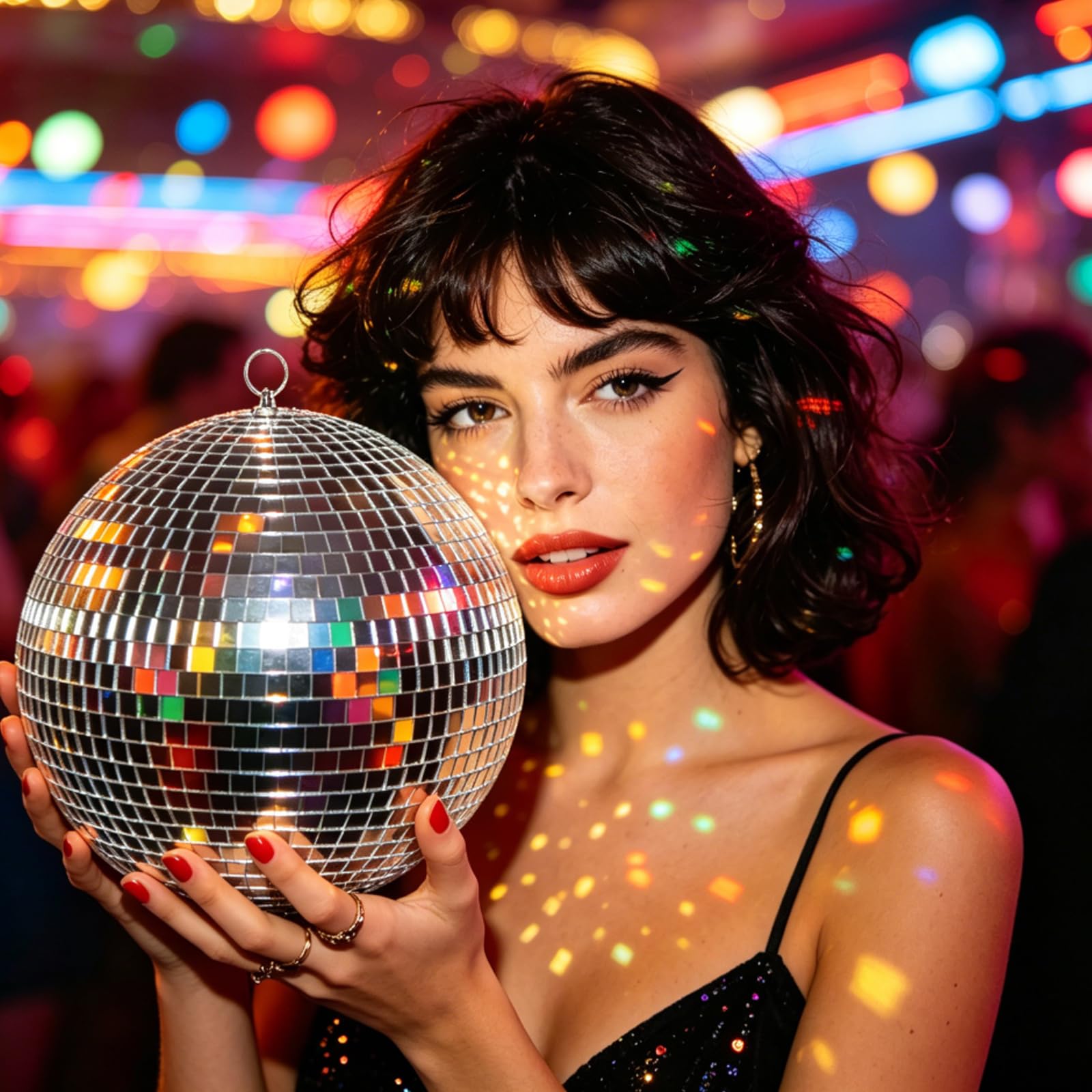 EELLAO 12inch Disco Ball Mirror Balls Large Hanging Disco Balls for Party Decorations, Weddings, Events, (12inch Disco Ball x 1pc, Replacement Mirror x 15pcs)