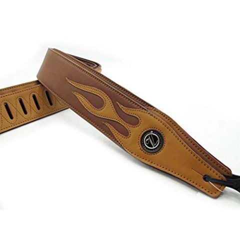 adiya Flame Guitar Strap PU Leather Soft Comfortable Double Strap for All Kinds of Guitars|Bass|Banjo|Mandolin, Adjustable Length (Brown Flame)