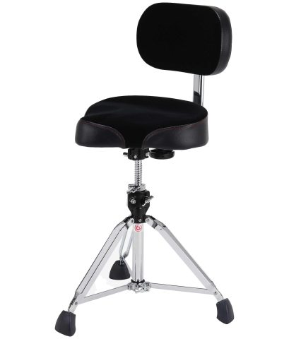 Gibraltar Drum Throne with Adjustable Height Motorcycle Seat & Backrest, Double-Braced Drum Stool, Comfortable Supportive Cushion for Drummers, Studio or Stage Use (9608MB)